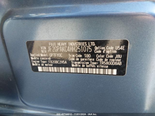 JF2GPAKC4HH251075 Subaru Crosstrek 2.0i Limited