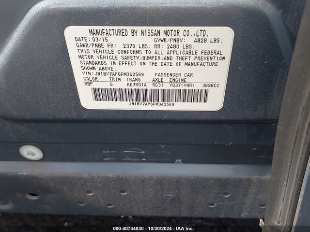 Infiniti Q50 Premium 2015 JN1BV7AP6FM342569 Image 9