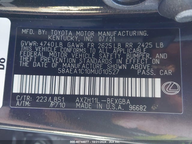 58AEA1C10MU010527 Lexus Es 300h Luxury