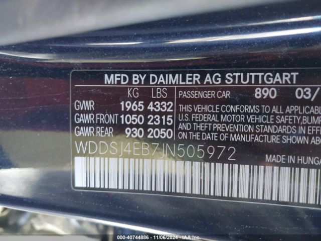 WDDSJ4EB7JN505972 Mercedes-Benz CLA 250