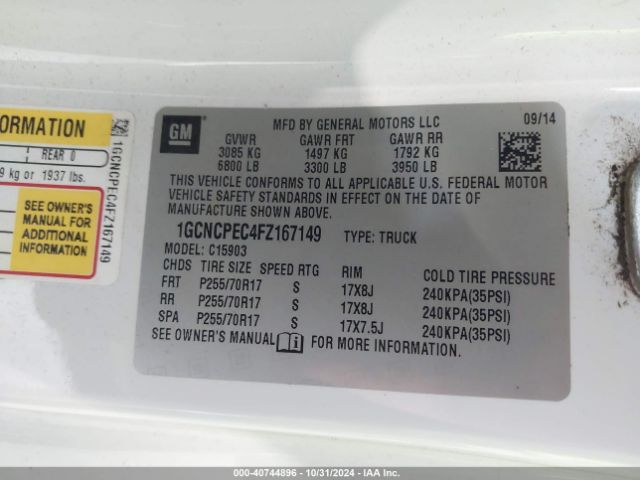 1GCNCPEC4FZ167149 Chevrolet Silverado 1500 Ls