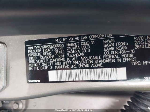 YV4612RM2G2866822 Volvo Xc60 T5 Platinum