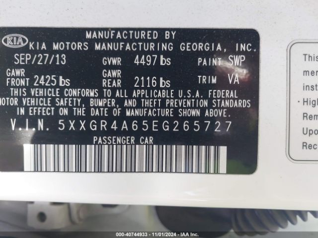 5XXGR4A65EG265727 KIA Optima Sx Turbo