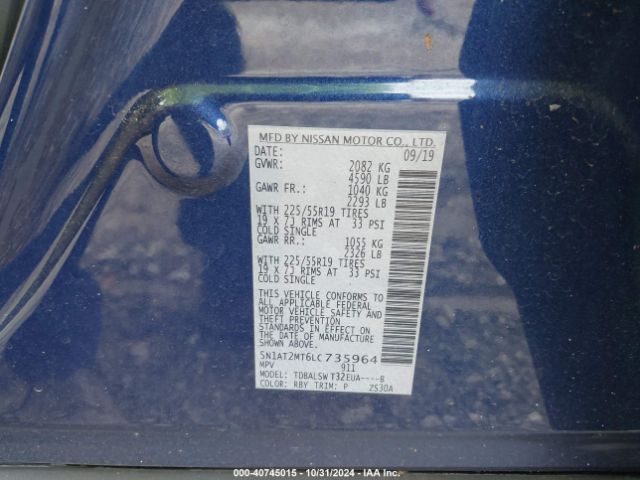 5N1AT2MT6LC735964 Nissan Rogue Sl Fwd