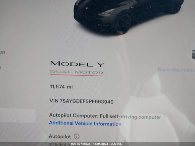 7SAYGDEF5PF663940 Tesla Model Y Performance Dual Motor All-wheel Drive