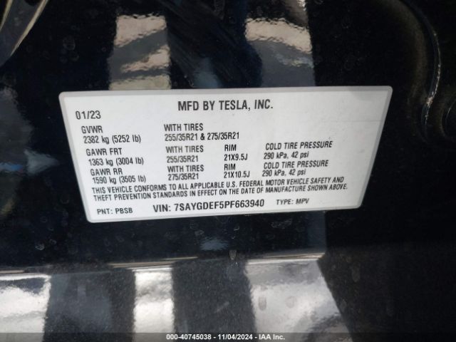 7SAYGDEF5PF663940 Tesla Model Y Performance Dual Motor All-wheel Drive