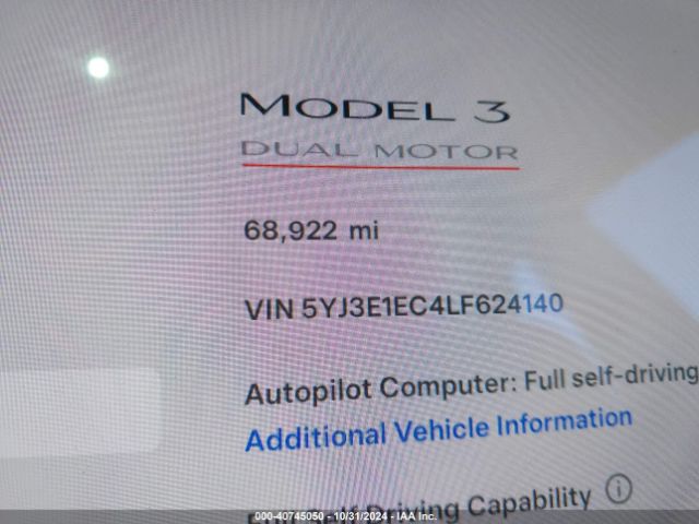 5YJ3E1EC4LF624140 Tesla Model 3 Performance Dual Motor All-wheel Drive
