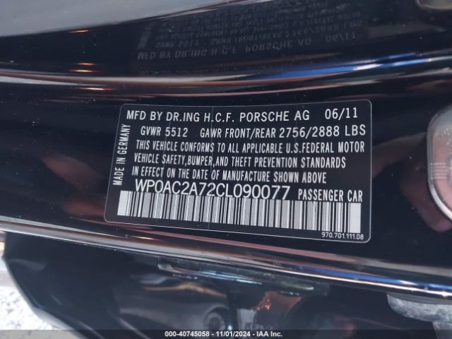 2012 PORSCHE PANAMERA WP0AC2A72CL090077 Photo 8