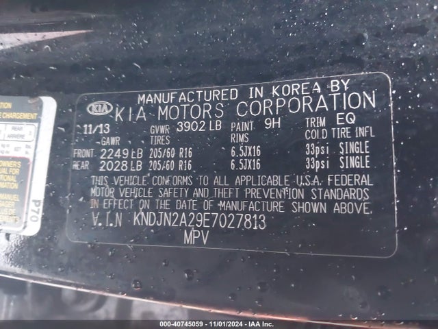 KIA Soul 2014 KNDJN2A29E7027813 Image 9