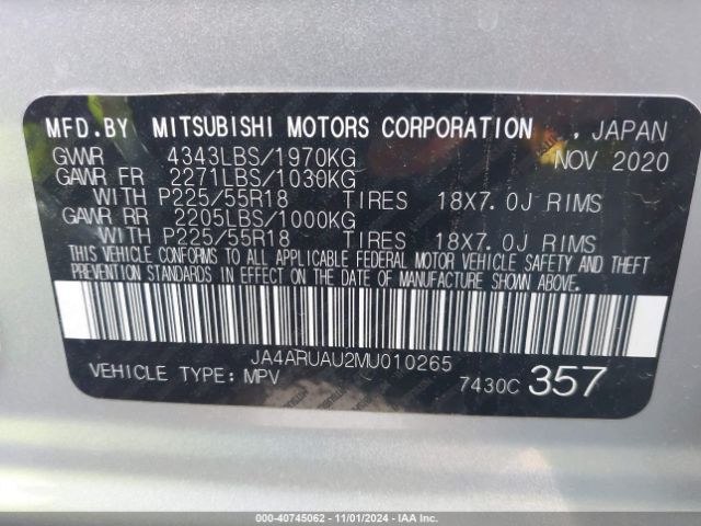 2021 MITSUBISHI OUTLANDER SPORT JA4ARUAU2MU010265 Photo 8