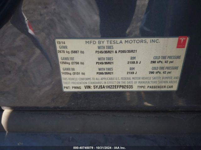5YJSA1H22EFP62935 Tesla Model S P85d