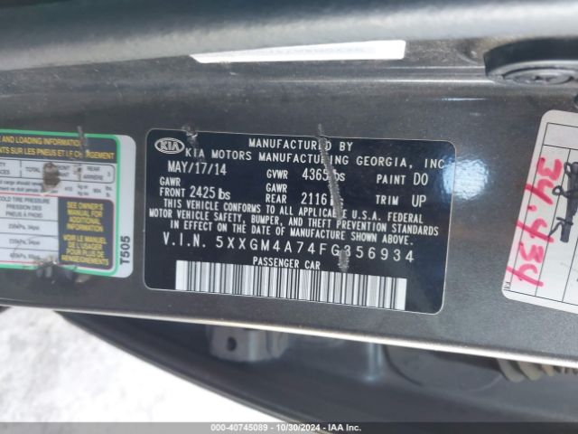 5XXGM4A74FG356934 KIA Optima Lx