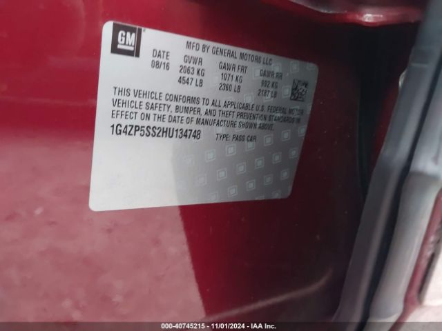 1G4ZP5SS2HU134748 Buick Lacrosse Essence