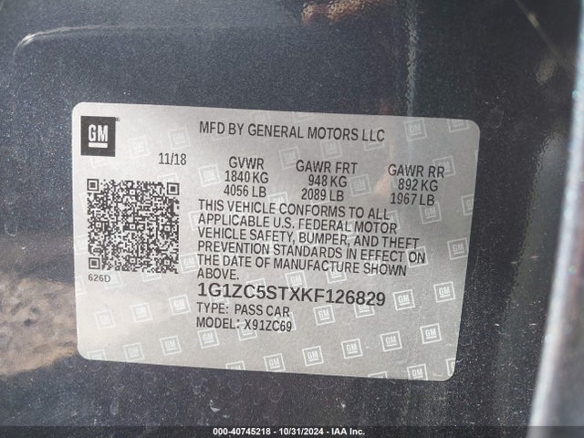 Chevrolet Malibu 1fl 2019 1G1ZC5STXKF126829 Image 9