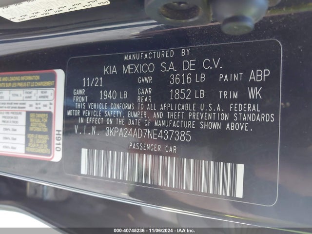 KIA RIO S 2022 3KPA24AD7NE437385 Image 9