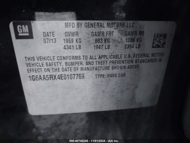 1G6AA5RX4E0107769 Cadillac Ats Standard