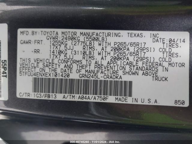 5TFUU4ENXEX101420 Toyota Tacoma