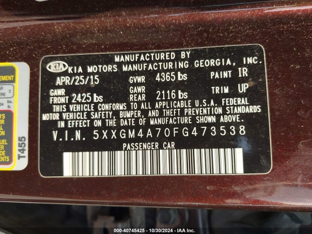 5XXGM4A70FG473538 KIA Optima Lx