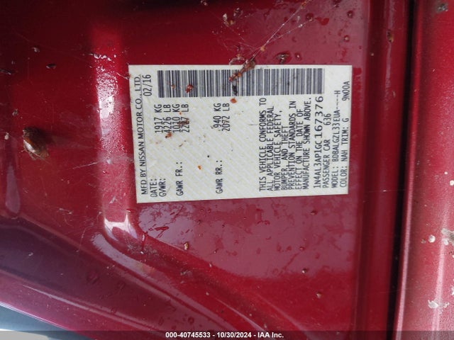 Nissan Altima 2.5 S 2016 1N4AL3AP1GC167376 Image 9