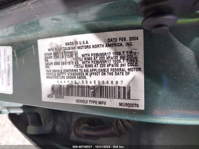 2004 MITSUBISHI ENDEAVOR 4A4MM21S64E096607 Photo 8