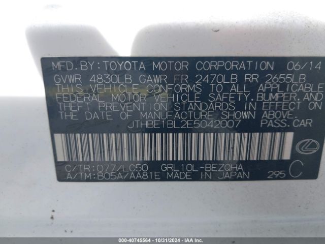 JTHBE1BL2E5042007 Lexus GS 350