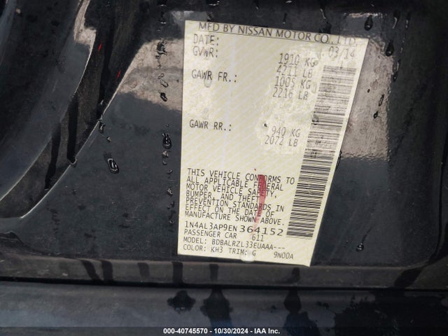 Nissan Altima 2.5 S 2014 1N4AL3AP9EN364152 Image 9
