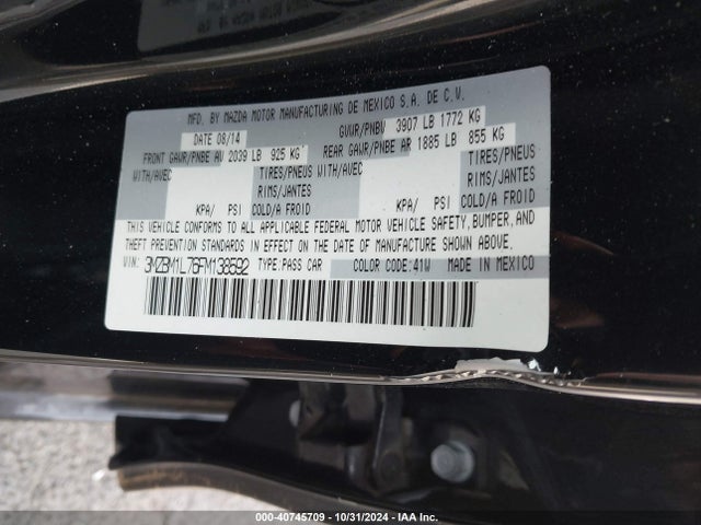 3MZBM1L76FM138592 Mazda Mazda3 I Touring