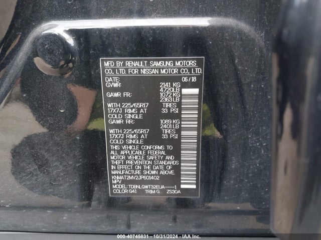 Nissan ROGUE SV 2018 KNMAT2MV2JP601402 Image 9