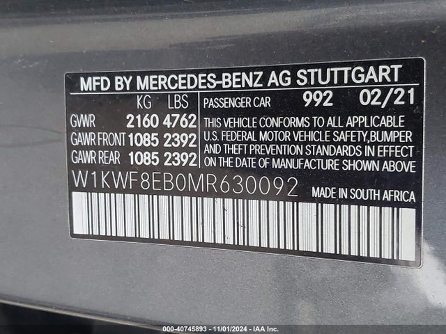 W1KWF8EB0MR630092 Mercedes-Benz C 300 4matic