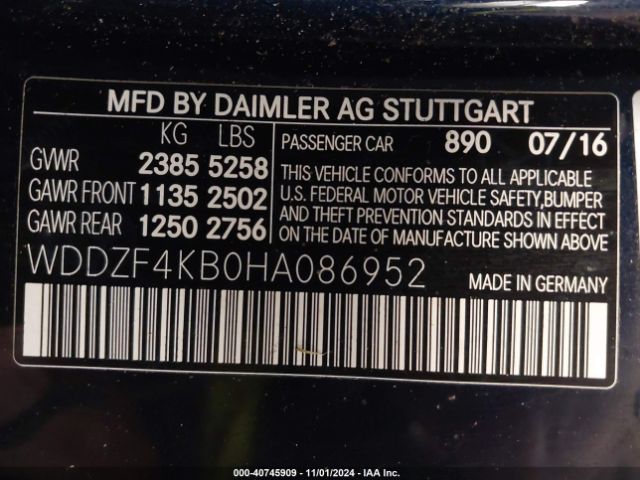 WDDZF4KB0HA086952 Mercedes-Benz E 300 4matic