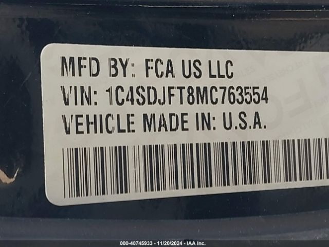 1C4SDJFT8MC763554 Dodge Durango Pursuit Awd