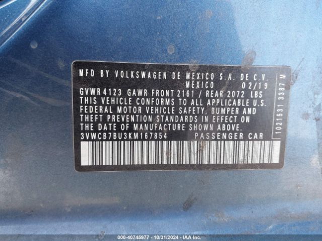 3VWCB7BU3KM167854 Volkswagen Jetta