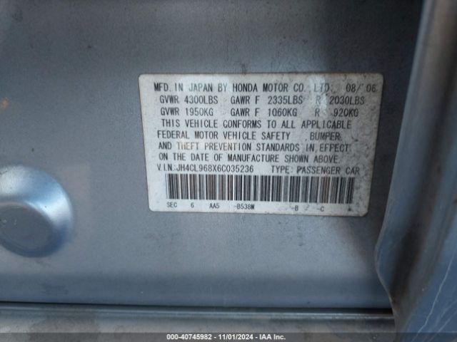 2006 ACURA TSX JH4CL968X6C035236 Photo 8