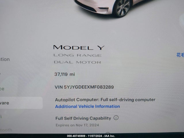 2021 TESLA MODEL Y 5YJYGDEEXMF083289 Photo 6