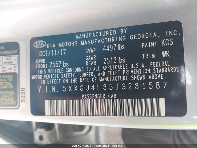 KIA OPTIMA EX 2018 5XXGU4L35JG231587 Image 9