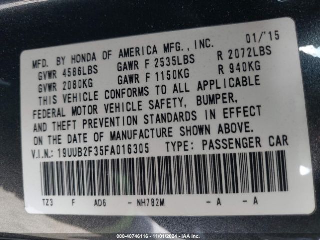 19UUB2F35FA016305 Acura Tlx V6