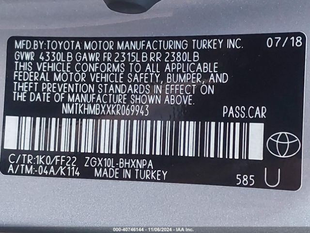 NMTKHMBXXKR069943 Toyota C-HR XLE
