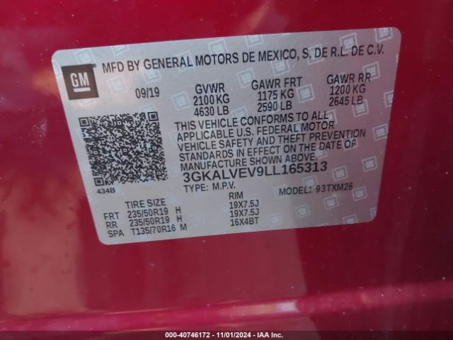 3GKALVEV9LL165313 GMC Terrain Awd Slt