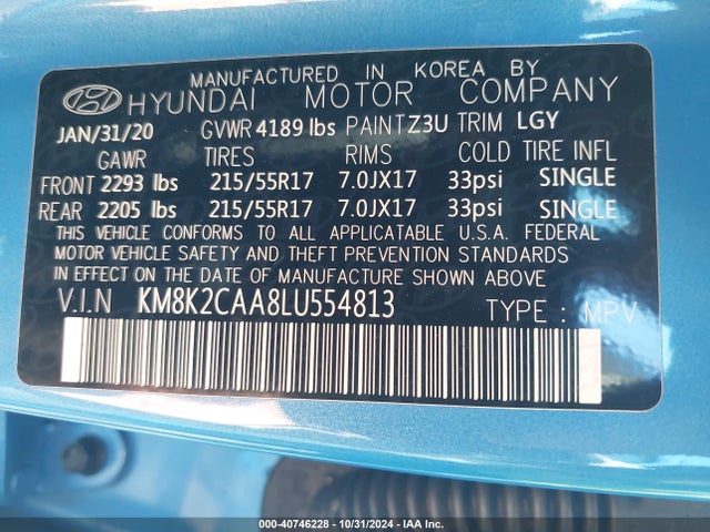 Hyundai Kona Sel 2020 KM8K2CAA8LU554813 Image 9