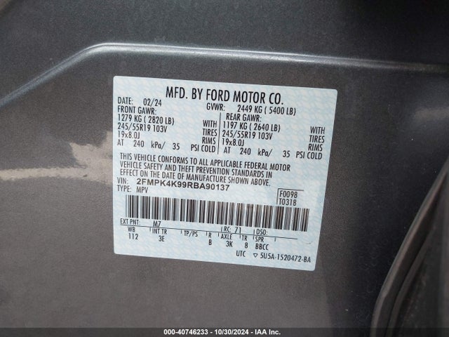 Ford Edge Titanium 2024 2FMPK4K99RBA90137 Image 9