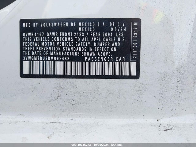 3VWGM7BU2RM098483 Volkswagen Jetta 1.5t Sel