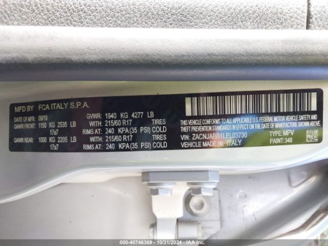 ZACNJABB1LPL03730 Jeep Renegade Latitude Fwd