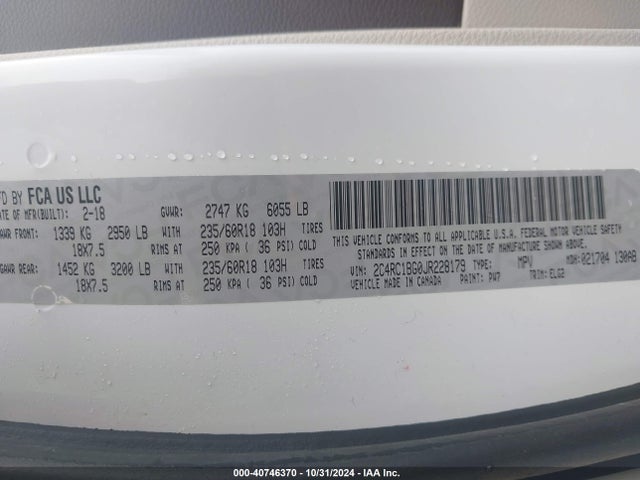 Chrysler Pacifica Touring L 2018 2C4RC1BG0JR228179 Image 9