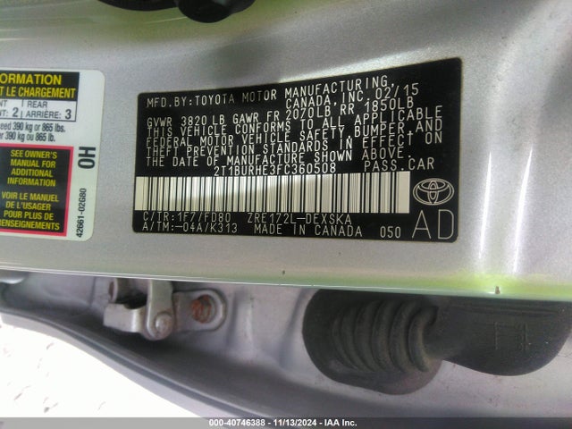 Toyota Corolla S Plus 2015 2T1BURHE3FC360508 Image 9