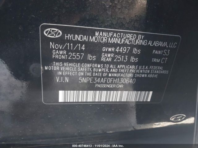 5NPE34AF0FH130640 Hyundai Sonata Limited