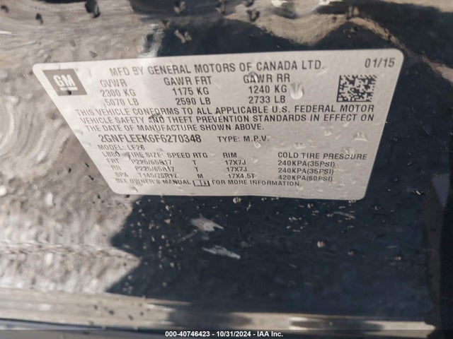 Chevrolet EQUINOX LS 2015 2GNFLEEK6F6270348 Image 9