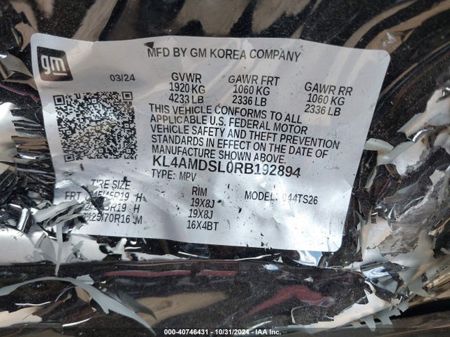 KL4AMDSL0RB192894 Buick Encore Gx Sport Touring Fwd