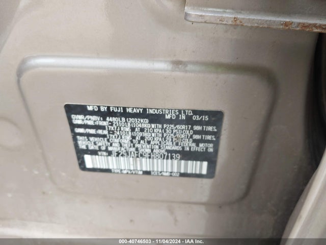 Subaru Forester 2.5i Premium 2015 JF2SJAFC9FH807139 Image 9