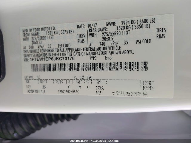 Ford F-150 Xl 2018 1FTEW1EP6JKC70176 Image 9