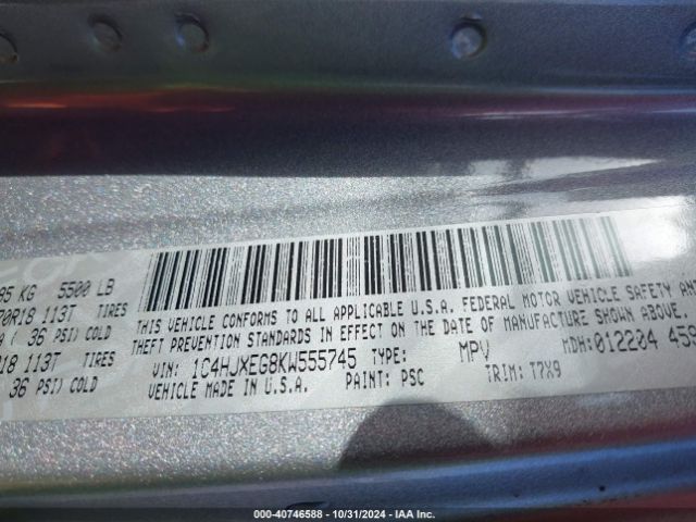 1C4HJXEG8KW555745 Jeep Wrangler Unlimited Sahara 4x4